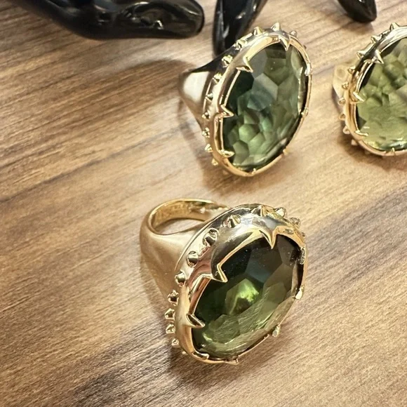 Alexis Bittar Green and Gold Statement Ring in sz 7 New No Tag - Picture 8 of 15